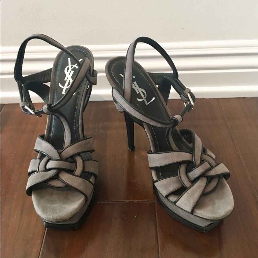 Saint Laurent Grey Suede Tribute Classic Platforms